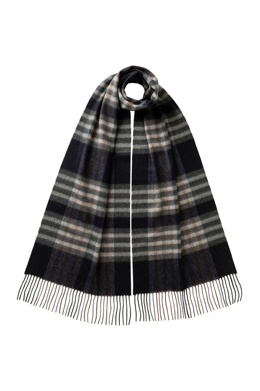 Johnstons of Elgin AW25 Woven Accessories Lichen Grid Check Cashmere Scarf WA000057RU7641ONE