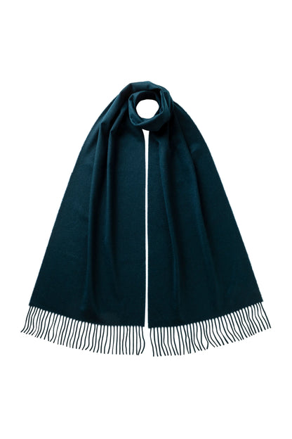Johnstons of Elgin AW25 Woven Accessories Bottle Green Bottle Wide Cashmere Scarf WA000057SC7319ONE
