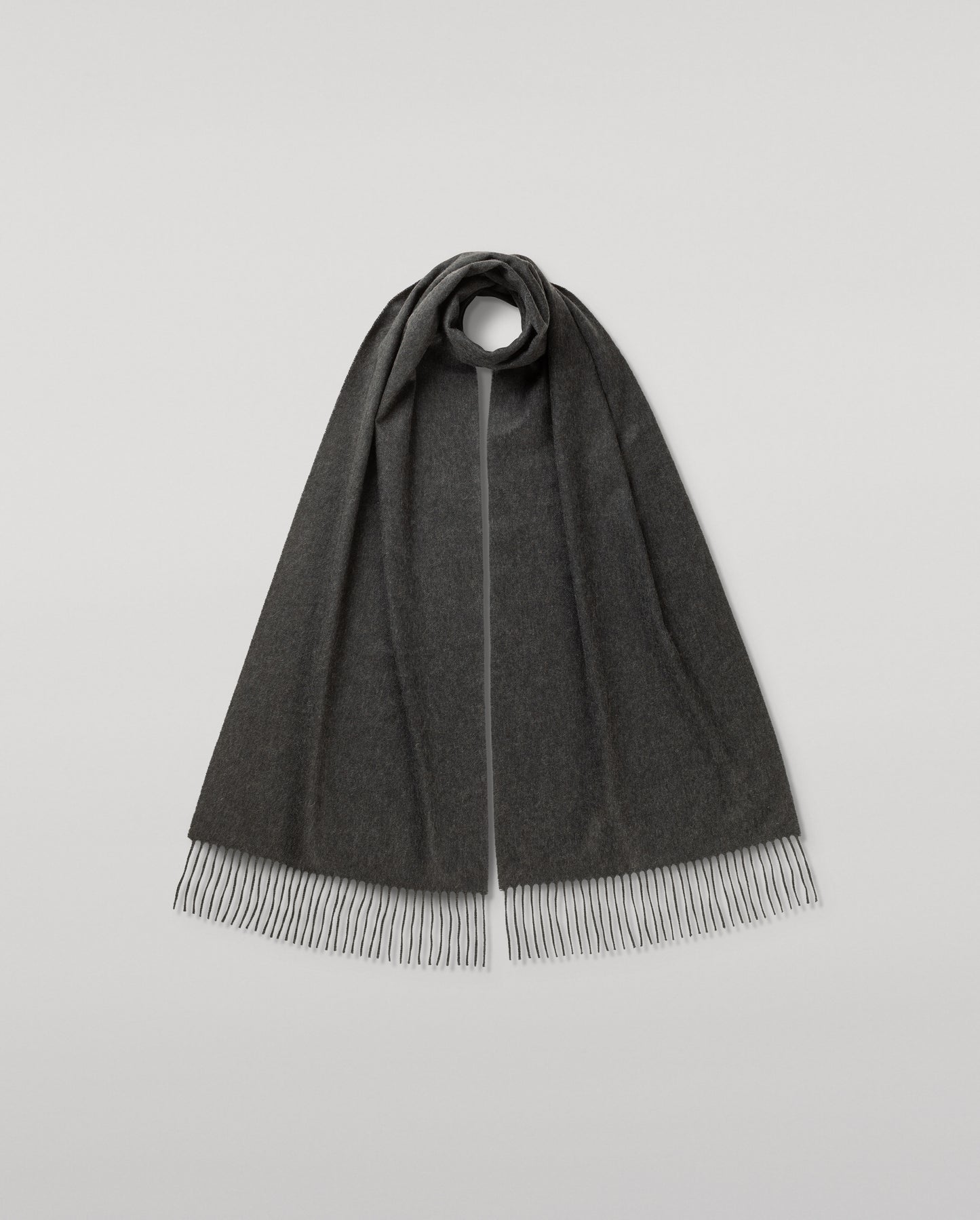Johnstons of Elgin Oversized Cashmere Scarf in Charcoal on a white background WA000057HA0700N/A