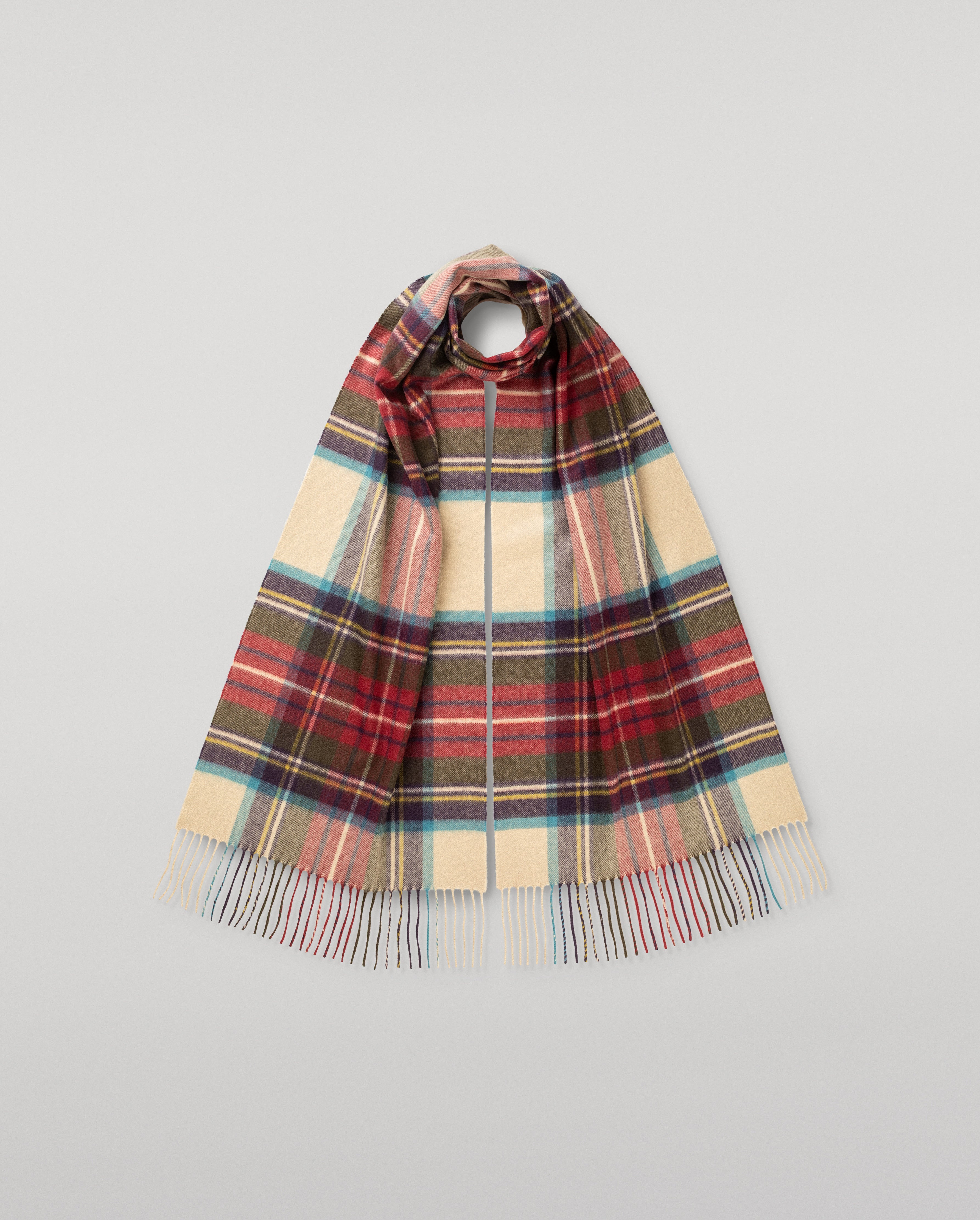 ワイド・ヘシアン・ドレス スチュワート・タータン・カシミヤ