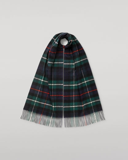 Johnstons of Elgin Tartan Oversized Cashmere Scarf in MacKenzie on a white background WA000057KU0309N/A