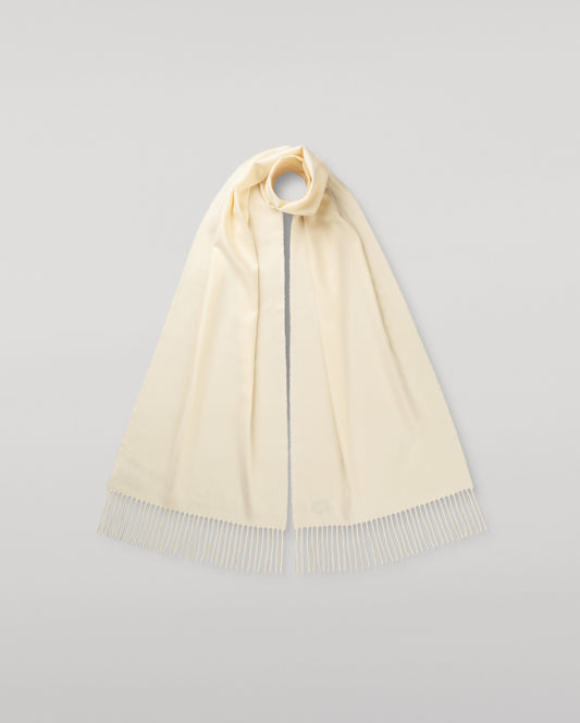 Johnstons of Elgin Oversized Cashmere Scarf in White on a white background WA000057SA0000N/A