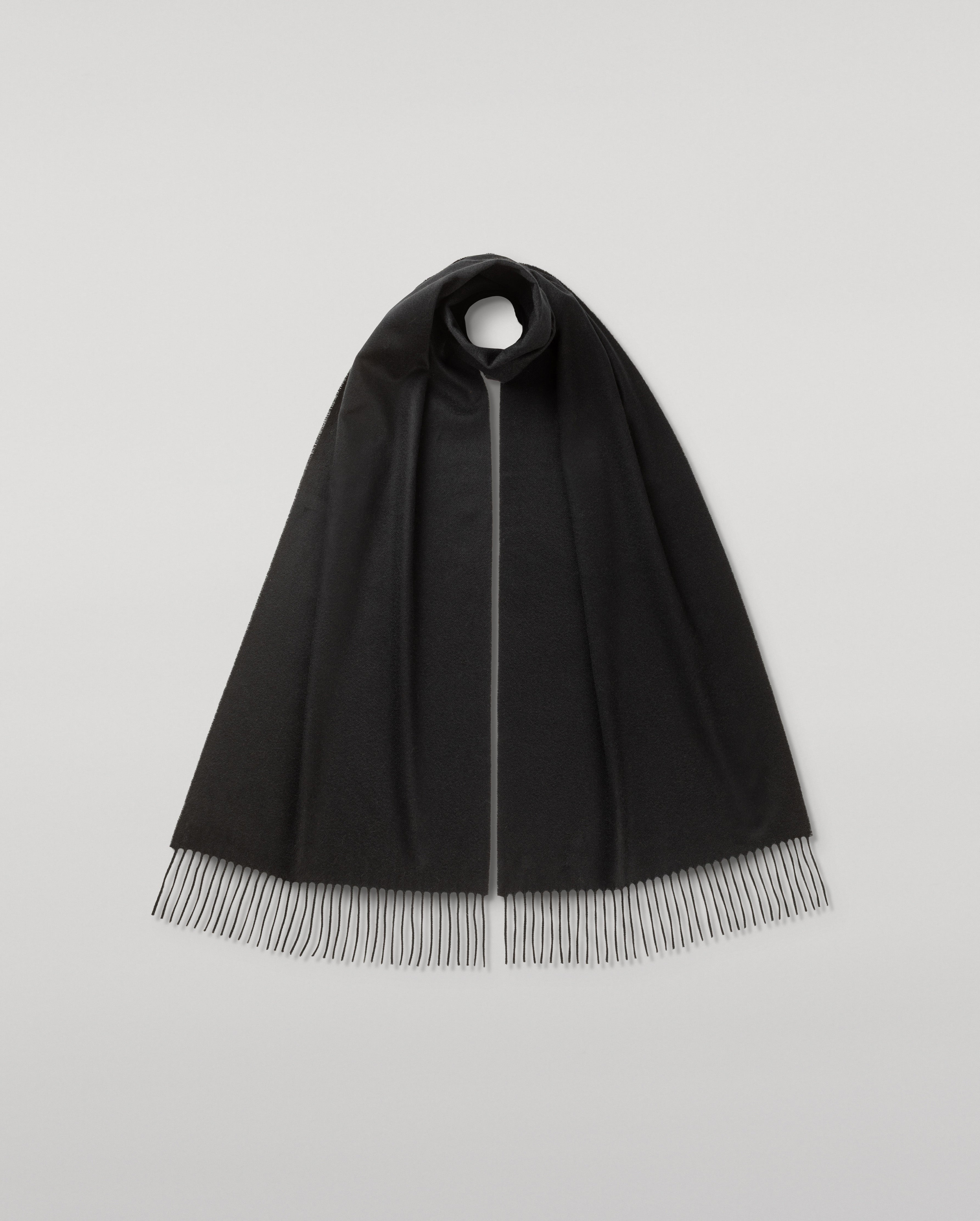 Wide Black Cashmere Scarf | Cashmere Accessories | Johnstons of Elgin