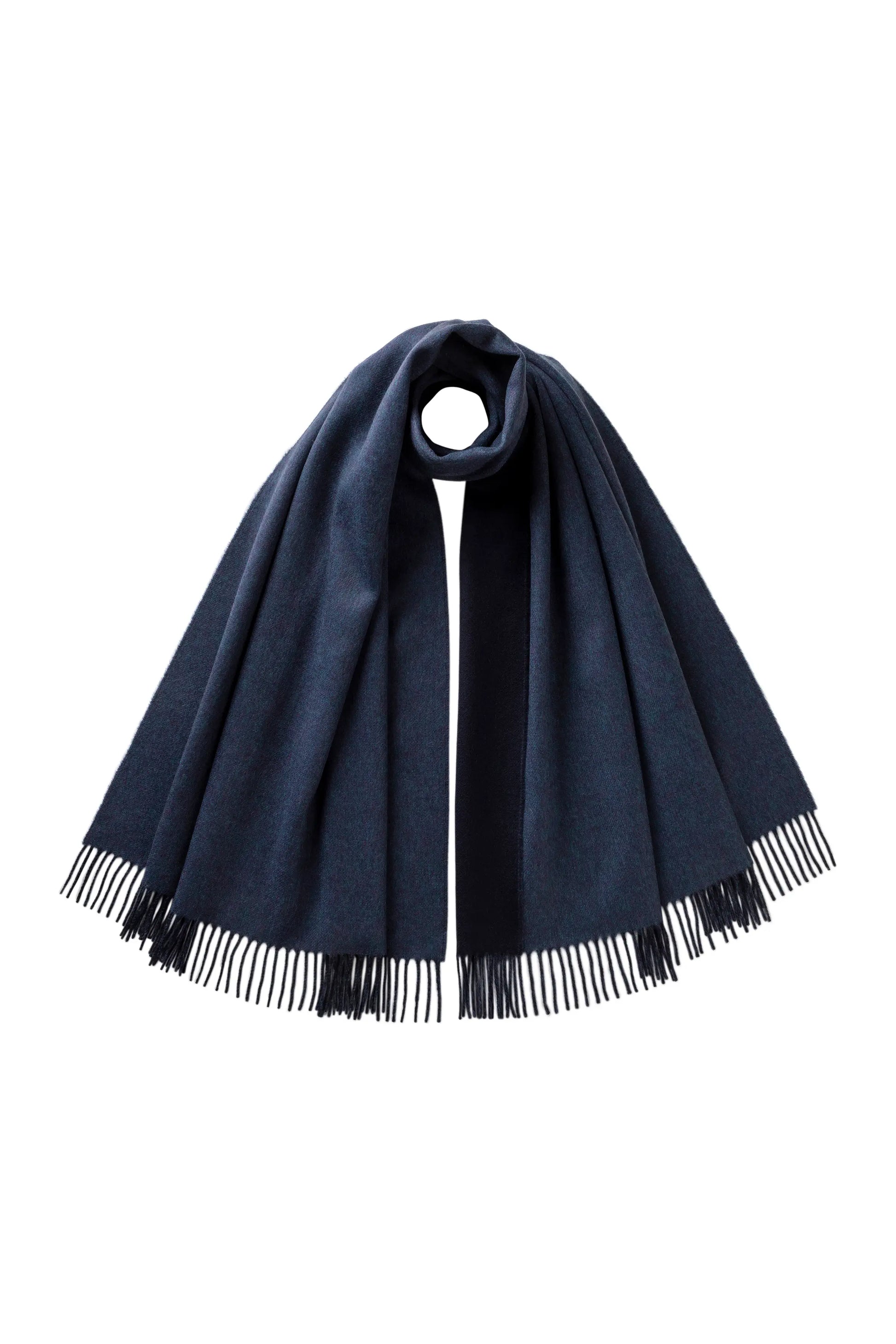 Johnstons of Elgin AW25 Woven Accessories Heather Navy Contrast Reversible Cashmere Stole WA000585RU7662ONE