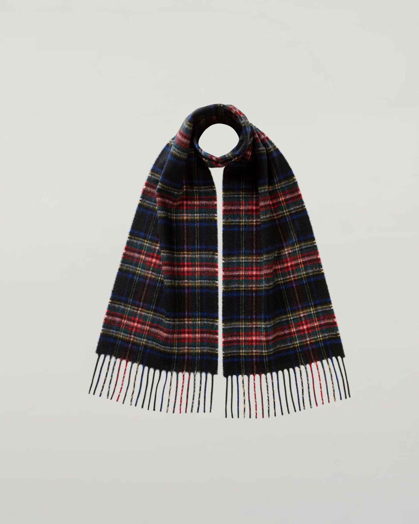 Johnstons of Elgin Children's Woven Accessories Black Stewart Children's Tartan Cashmere Scarf WAC02287KU0324ONE
