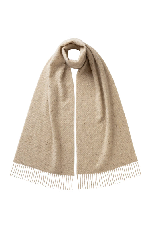 Johnstons of Elgin AW25 Woven Accessories Cream Dun Lofty Twill Cashmere Scarf WAC02307RU7658ONE