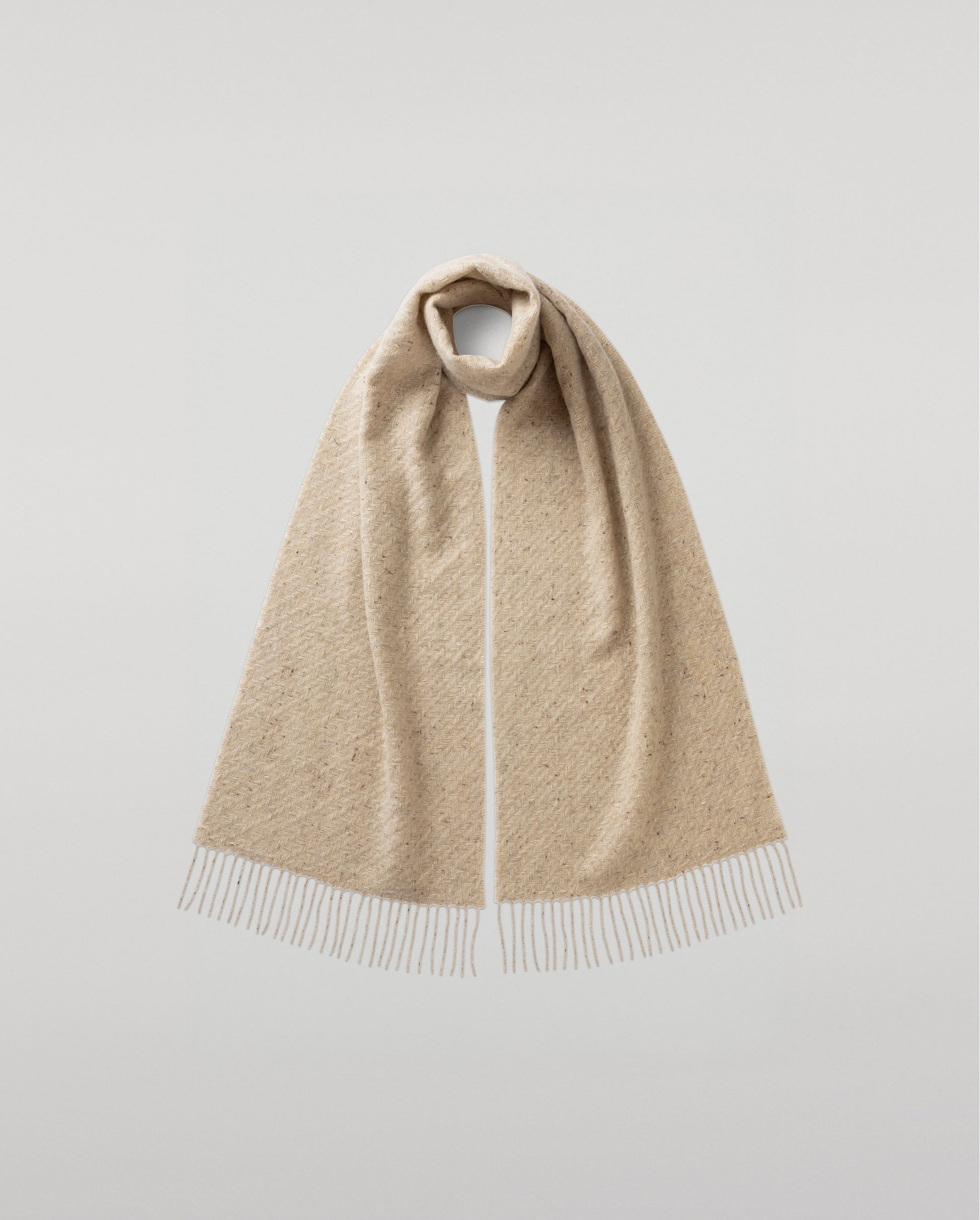 Johnstons of Elgin Woven Accessories Cream Dun Lofty Twill Cashmere Scarf WAC02307RU7658ONE