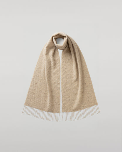 Johnstons of Elgin Woven Accessories Cream Dun Lofty Twill Cashmere Scarf WAC02307RU7658ONE