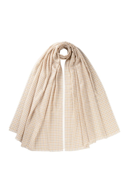 Johnstons of Elgin SS24 Accessories Natural Small Gingham Stole WB002472RU7408ONE