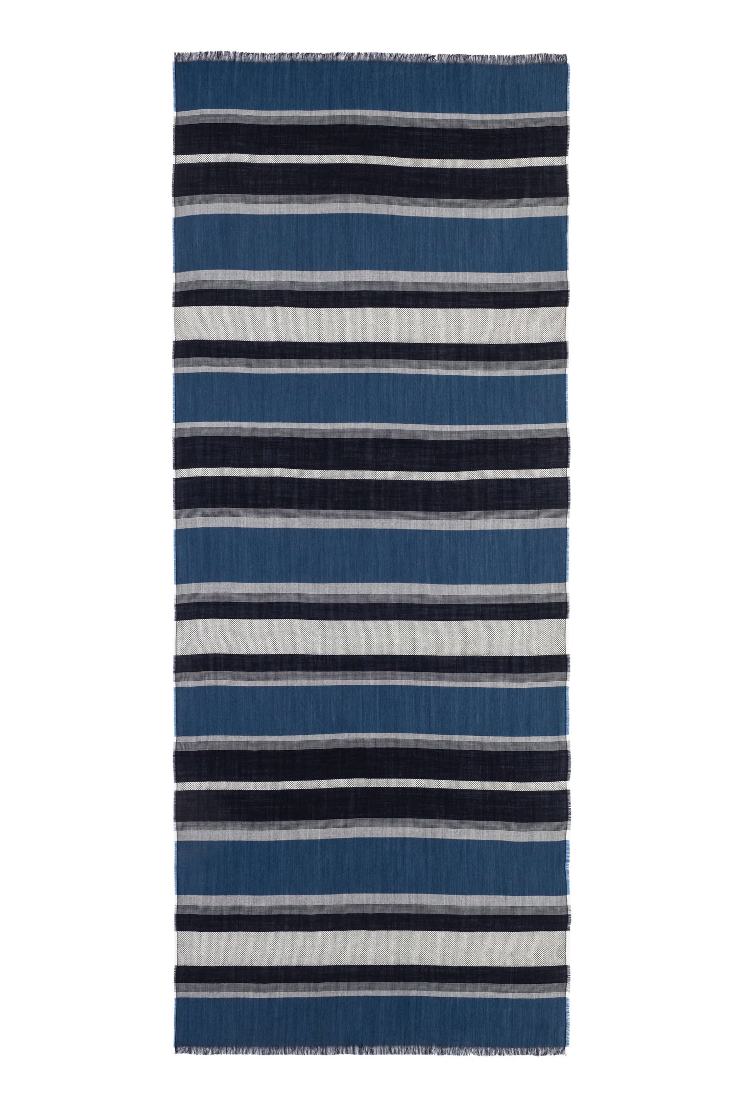 Johnstons of Elgin SS24 Accessories Navy Tissue Textured Stripe Scarf WB002483RU7402ONE