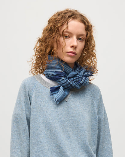 JOHNSTONS OF ELGIN CRAWTON GRAPHIC STRIPE SCARF NAVY 59 % WOOL 24% SILK 17% LINEN WB002861RU7715ONE