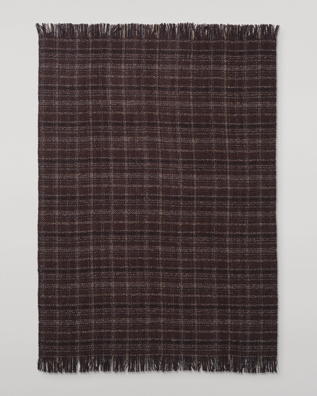 Johnstons of Elgin Luxury Texture Throw in Peat Brown and Navy, 82% Cashmere 10% Silk 8% Alpaca WB002930RU7812ONE