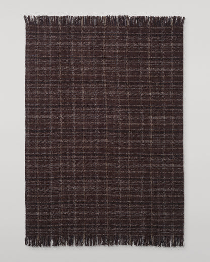 Johnstons of Elgin Luxury Texture Throw in Peat Brown and Navy, 82% Cashmere 10% Silk 8% Alpaca WB002930RU7812ONE