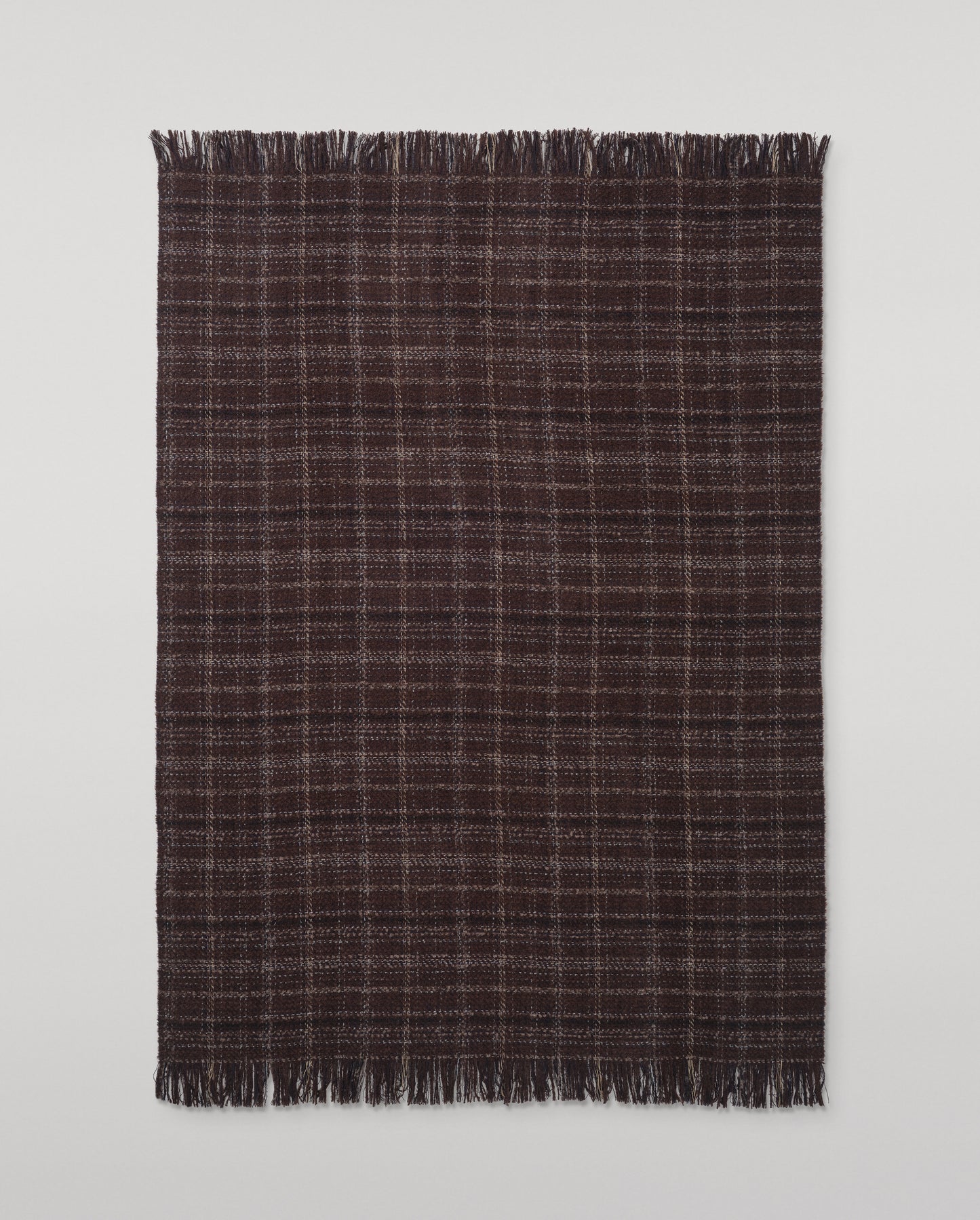 Johnstons of Elgin Luxury Texture Throw in Peat Brown and Navy, 82% Cashmere 10% Silk 8% Alpaca WB002930RU7812ONE