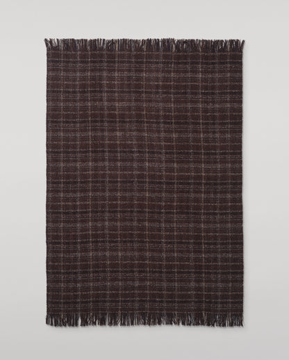 Johnstons of Elgin Luxury Texture Throw in Peat Brown and Navy, 82% Cashmere 10% Silk 8% Alpaca WB002930RU7812ONE