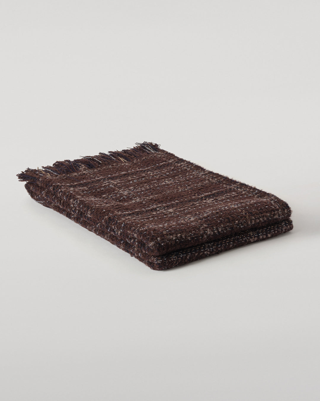 Johnstons of Elgin Luxury Texture Throw in Peat Brown and Navy, 82% Cashmere 10% Silk 8% Alpaca WB002930RU7812ONE