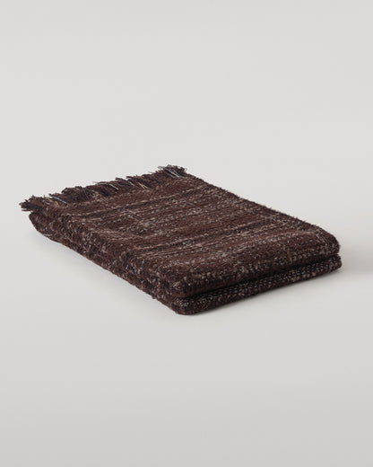 Johnstons of Elgin Luxury Texture Throw in Peat Brown and Navy, 82% Cashmere 10% Silk 8% Alpaca WB002930RU7812ONE