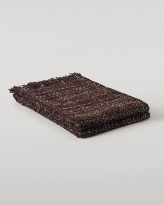 Johnstons of Elgin Luxury Texture Throw in Peat Brown and Navy, 82% Cashmere 10% Silk 8% Alpaca WB002930RU7812ONE