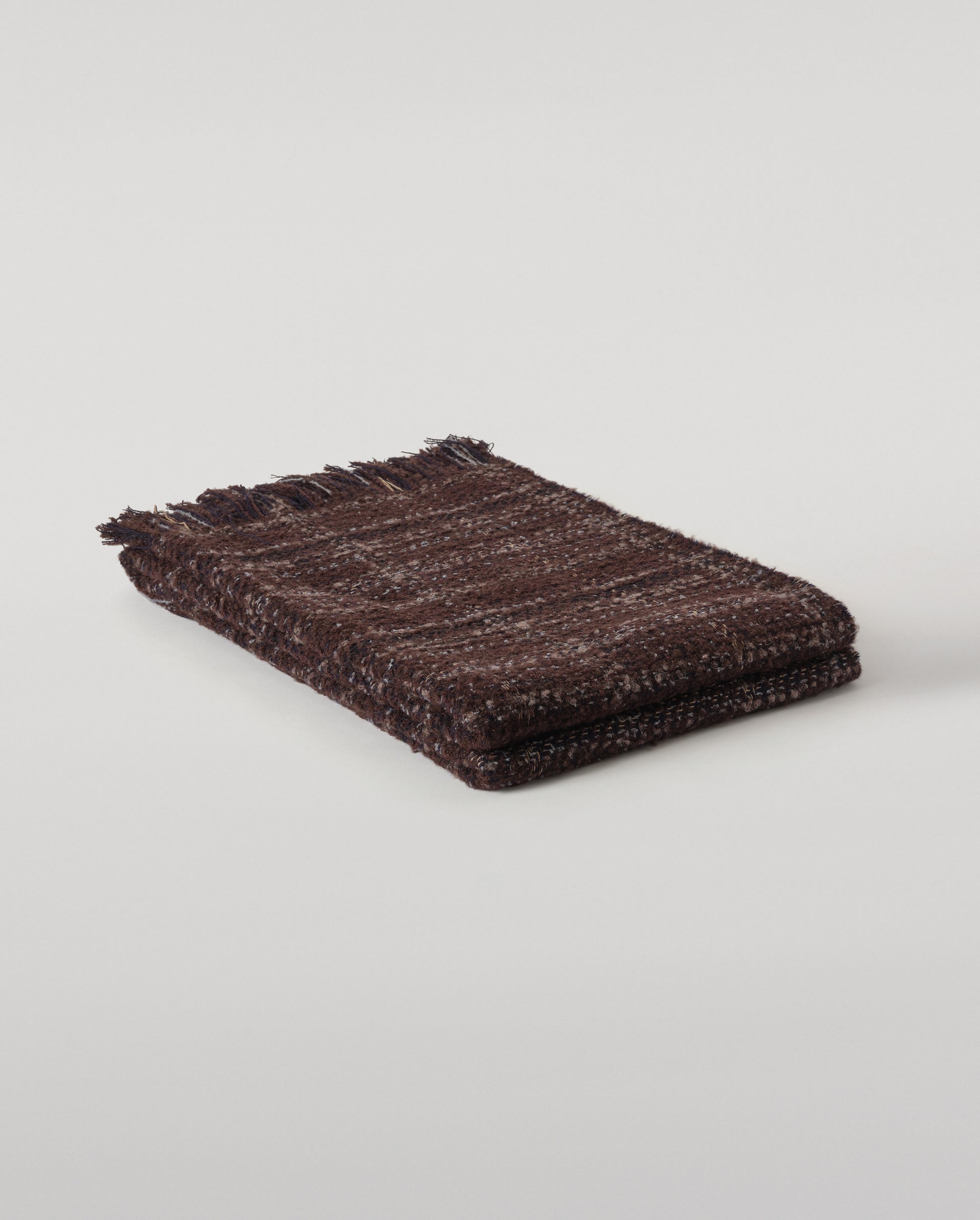 Johnstons of Elgin Luxury Texture Throw in Peat Brown and Navy, 82% Cashmere 10% Silk 8% Alpaca WB002930RU7812ONE