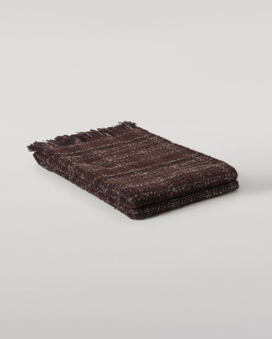 Johnstons of Elgin Luxury Texture Throw in Peat Brown and Navy, 82% Cashmere 10% Silk 8% Alpaca WB002930RU7812ONE