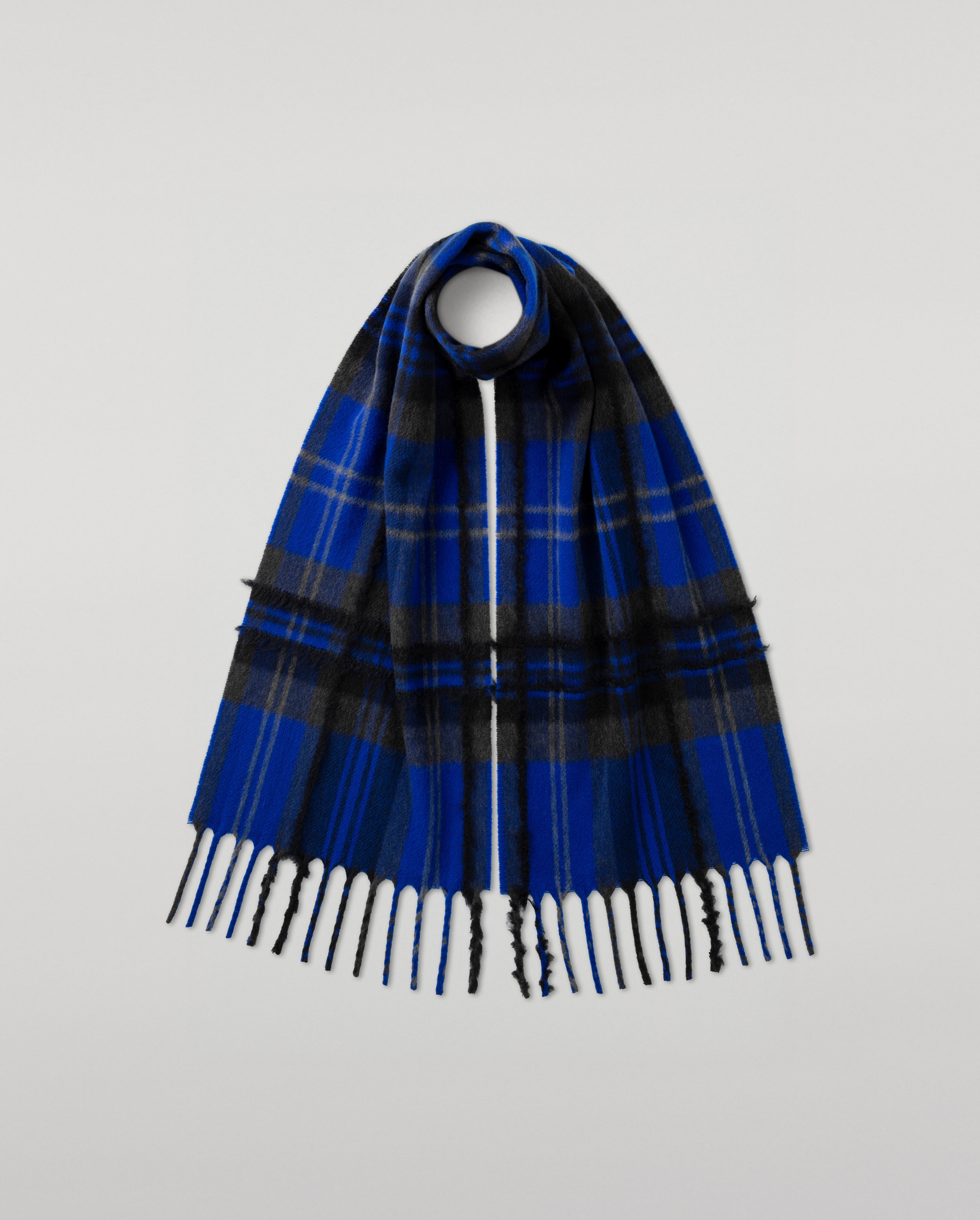 Johnstons of Elgin 青色ストール used Navy Wide Cashmere Scarf