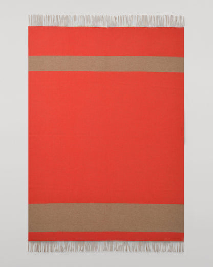 Johnstons of Elgin Stripe Throw in Otter Brown and Red, 90% Wool  10% Cashmere WB002963RU7813ONE