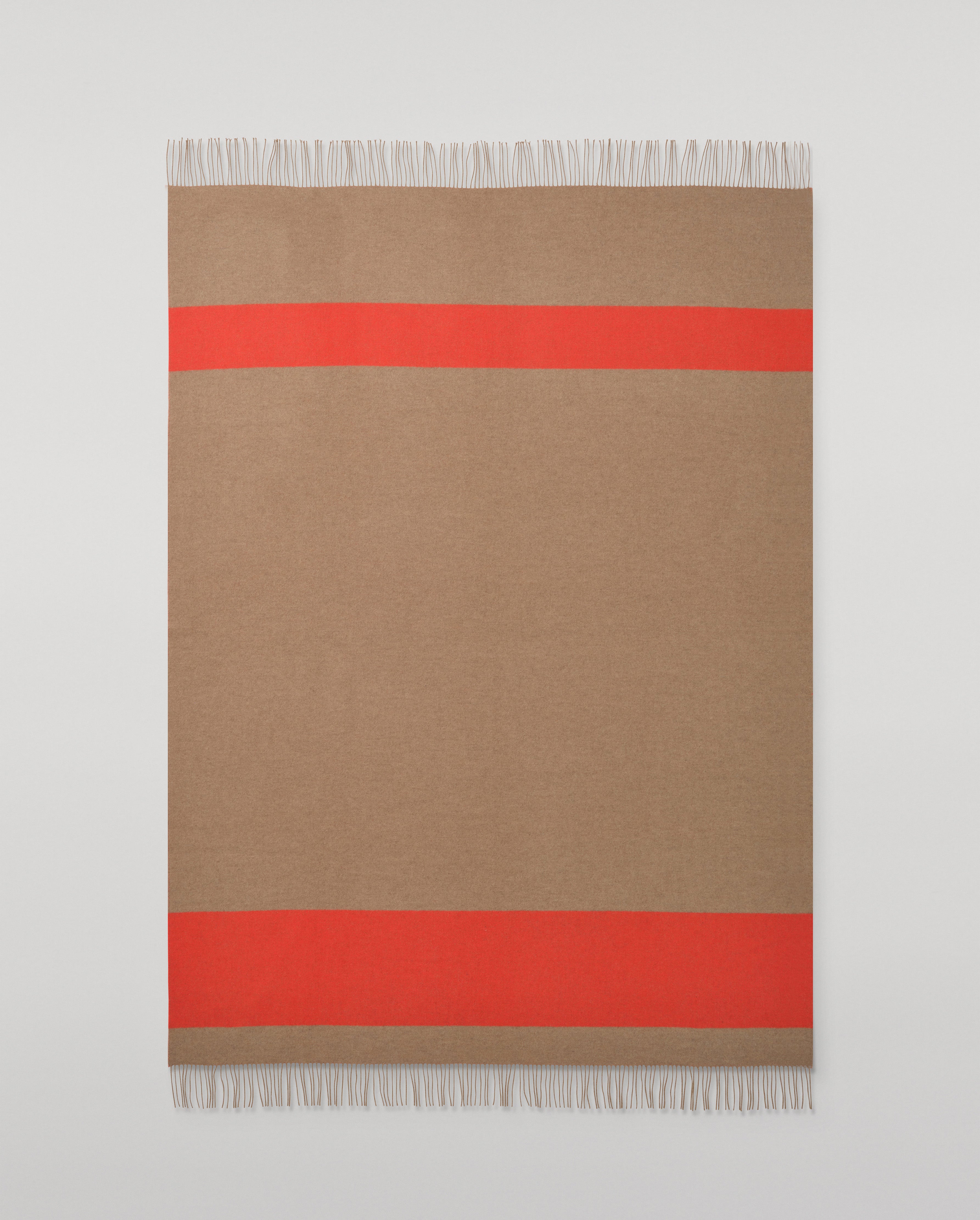 Stripe Throw in Otter Brown & Red | Luxury Scottish Blankets ...