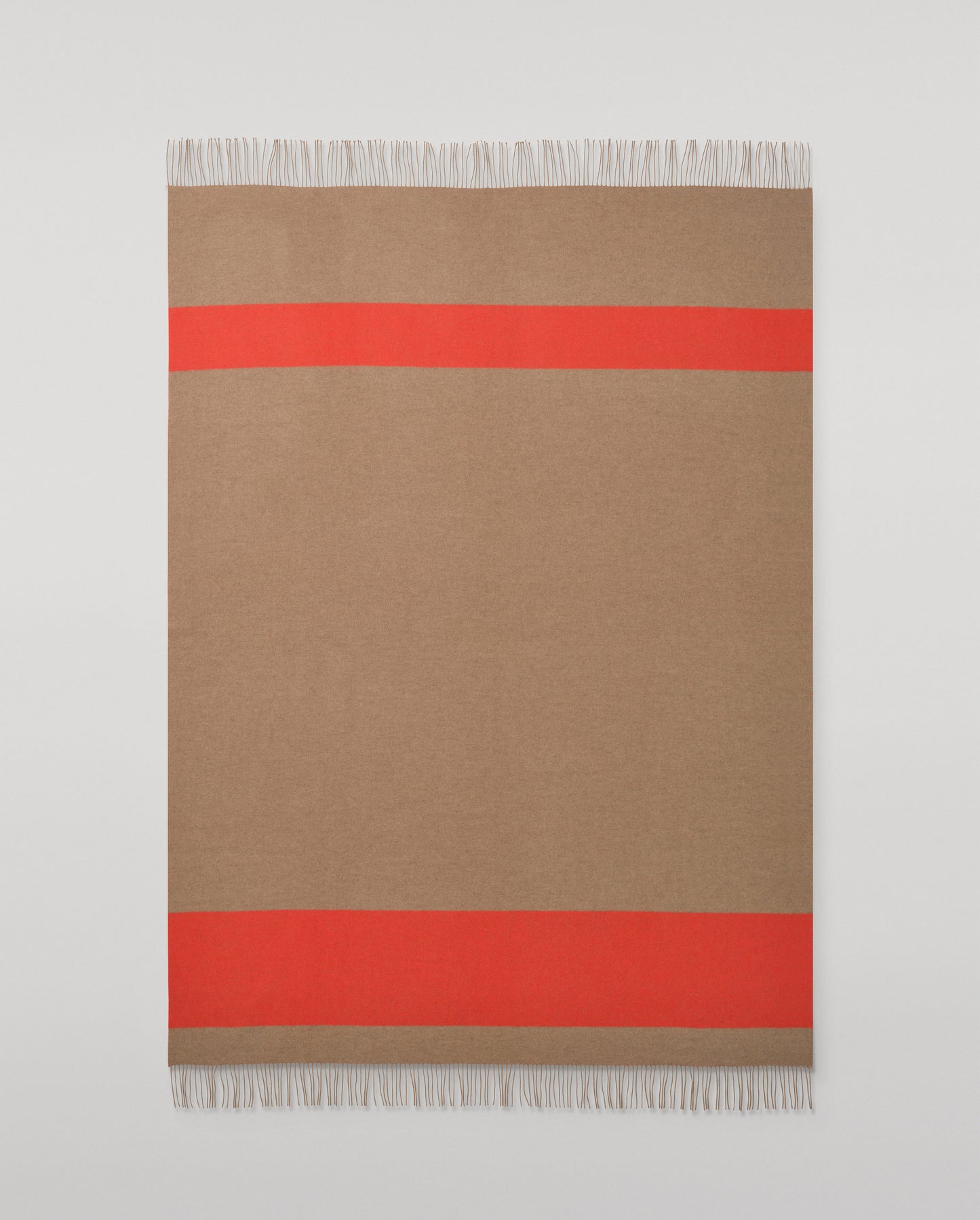 Johnstons of Elgin Stripe Throw in Otter Brown and Red, 90% Wool  10% Cashmere WB002963RU7813ONE