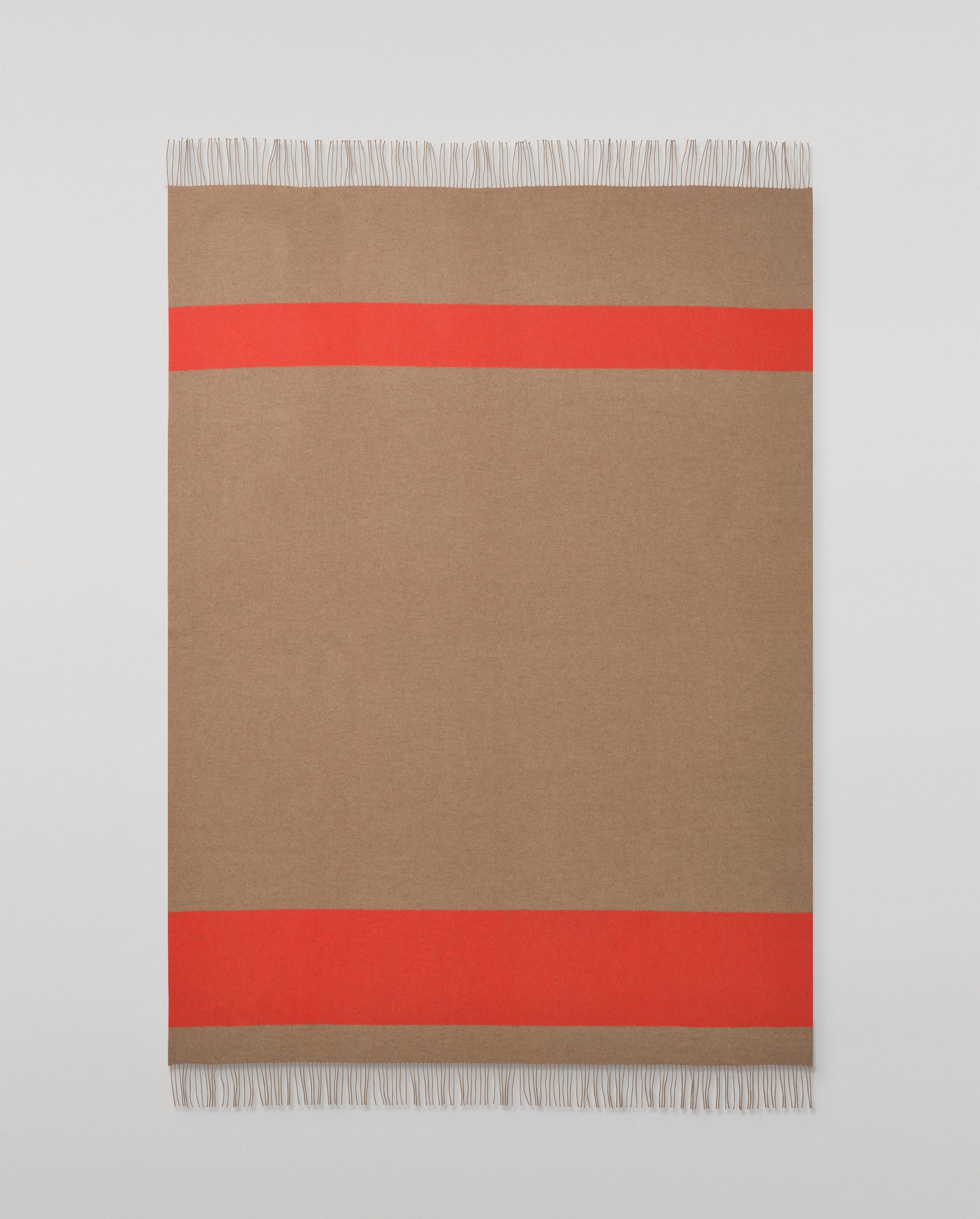 Johnstons of Elgin Stripe Throw in Otter Brown and Red, 90% Wool  10% Cashmere WB002963RU7813ONE