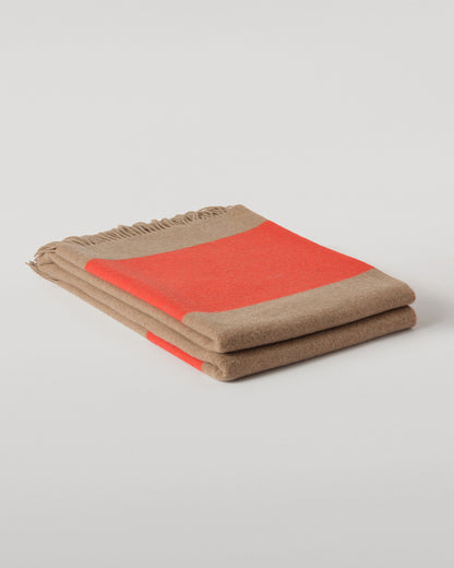 Johnstons of Elgin Stripe Throw in Otter Brown and Red, 90% Wool  10% Cashmere WB002963RU7813ONE