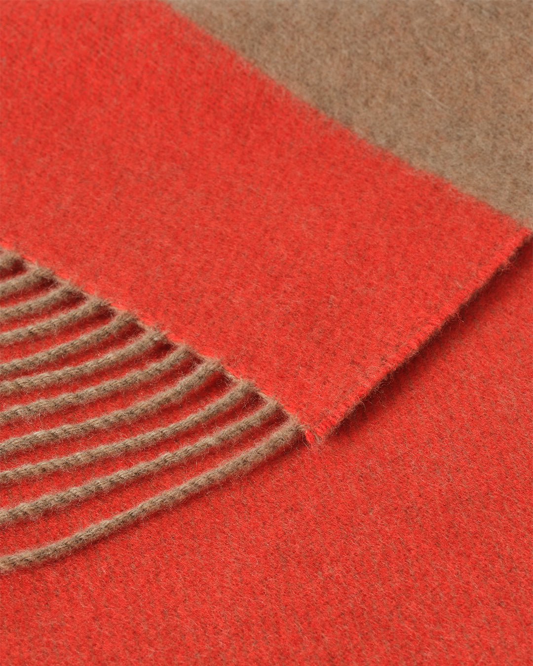 Johnstons of Elgin Stripe Throw in Otter Brown and Red, 90% Wool  10% Cashmere WB002963RU7813ONE