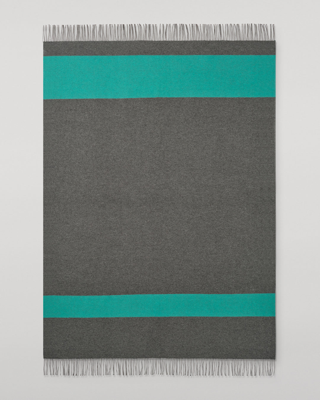 Johnstons of Elgin Green and Grey Stripe Throw 90% Wool 10% Cashmere WB002963RU7814ONE