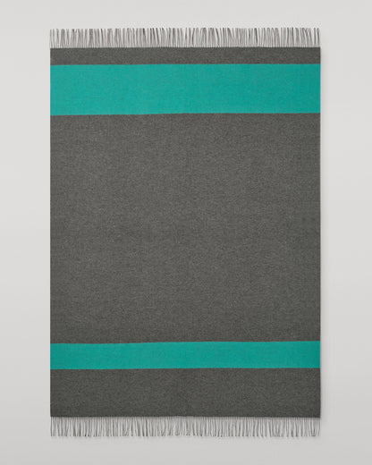 Johnstons of Elgin Green and Grey Stripe Throw 90% Wool 10% Cashmere WB002963RU7814ONE