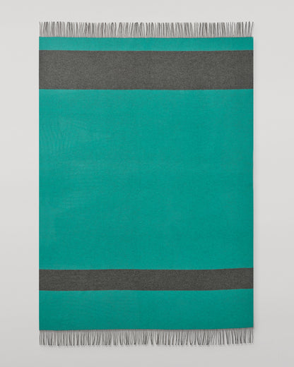 Johnstons of Elgin Green and Grey Stripe Throw 90% Wool 10% Cashmere WB002963RU7814ONE