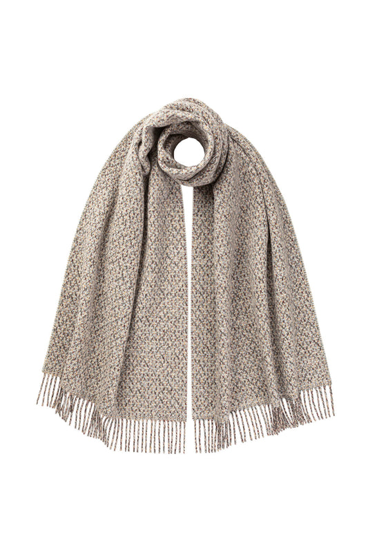 Johnstons of Elgin Wool Blend Marl Scarf in Texture on a white background WB002387RU7347ONE