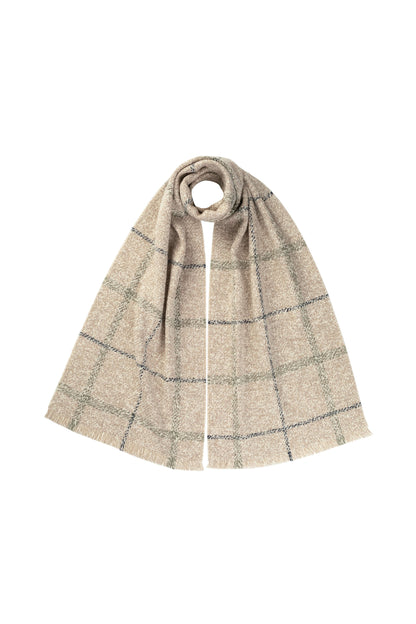 Johnstons of Elgin AW24 Woven Accessory Oatmeal Mix Cashmere & Wool Check Scarf WB002611RU7518ONE