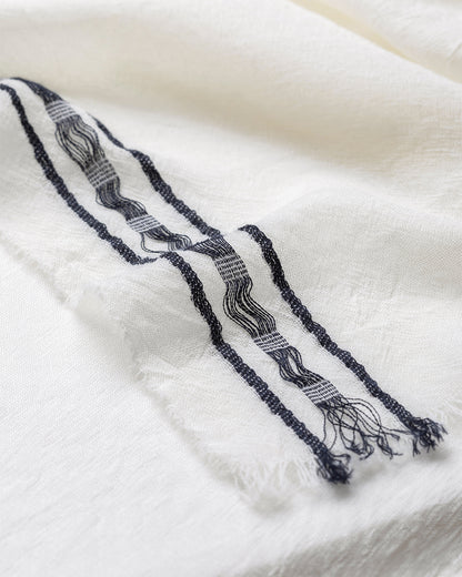 JOHNSTONS OF ELGIN CYRUS FLOAT EDGE SCARF WHITE 94% WOOL 4% CASHMERE 2% SILK WB002860RU7711ONE