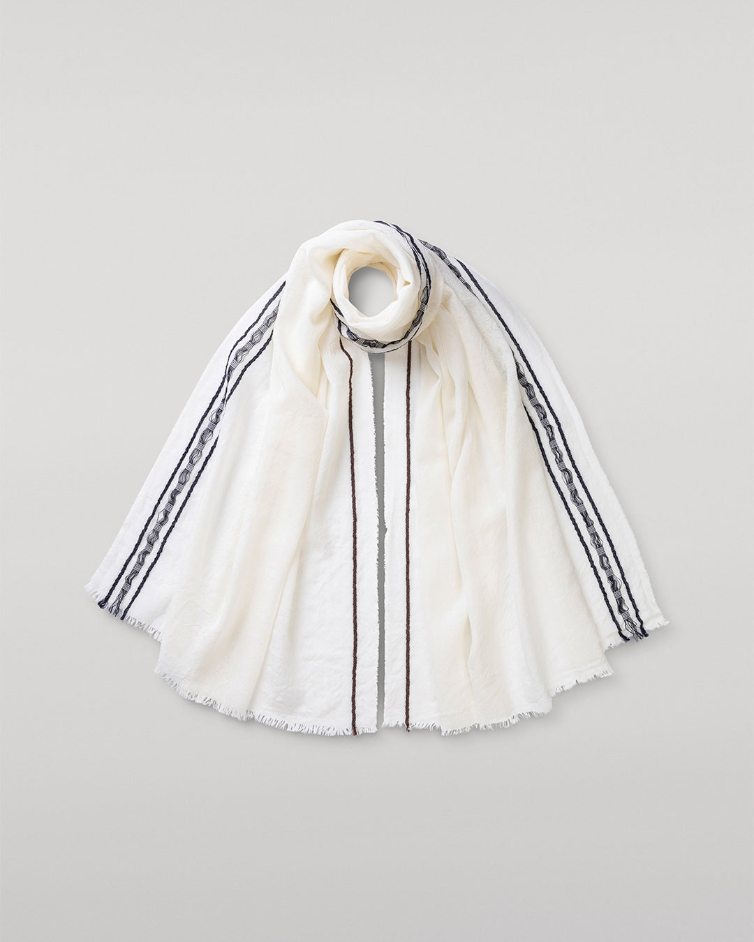 JOHNSTONS OF ELGIN CYRUS FLOAT EDGE SCARF WHITE 94% WOOL 4% CASHMERE 2% SILK WB002860RU7711ONE