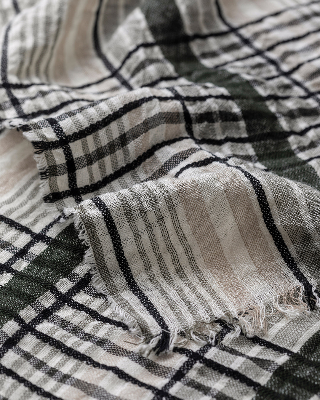 JOHNSTONS OF ELGIN CRAWTON GRAPHIC STRIPE SCARF NATURAL 59 % WOOL 24% SILK 17% LINEN WB002861RU7714ONE