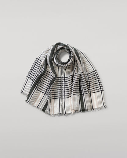 JOHNSTONS OF ELGIN CRAWTON GRAPHIC STRIPE SCARF NATURAL 59 % WOOL 24% SILK 17% LINEN WB002861RU7714ONE