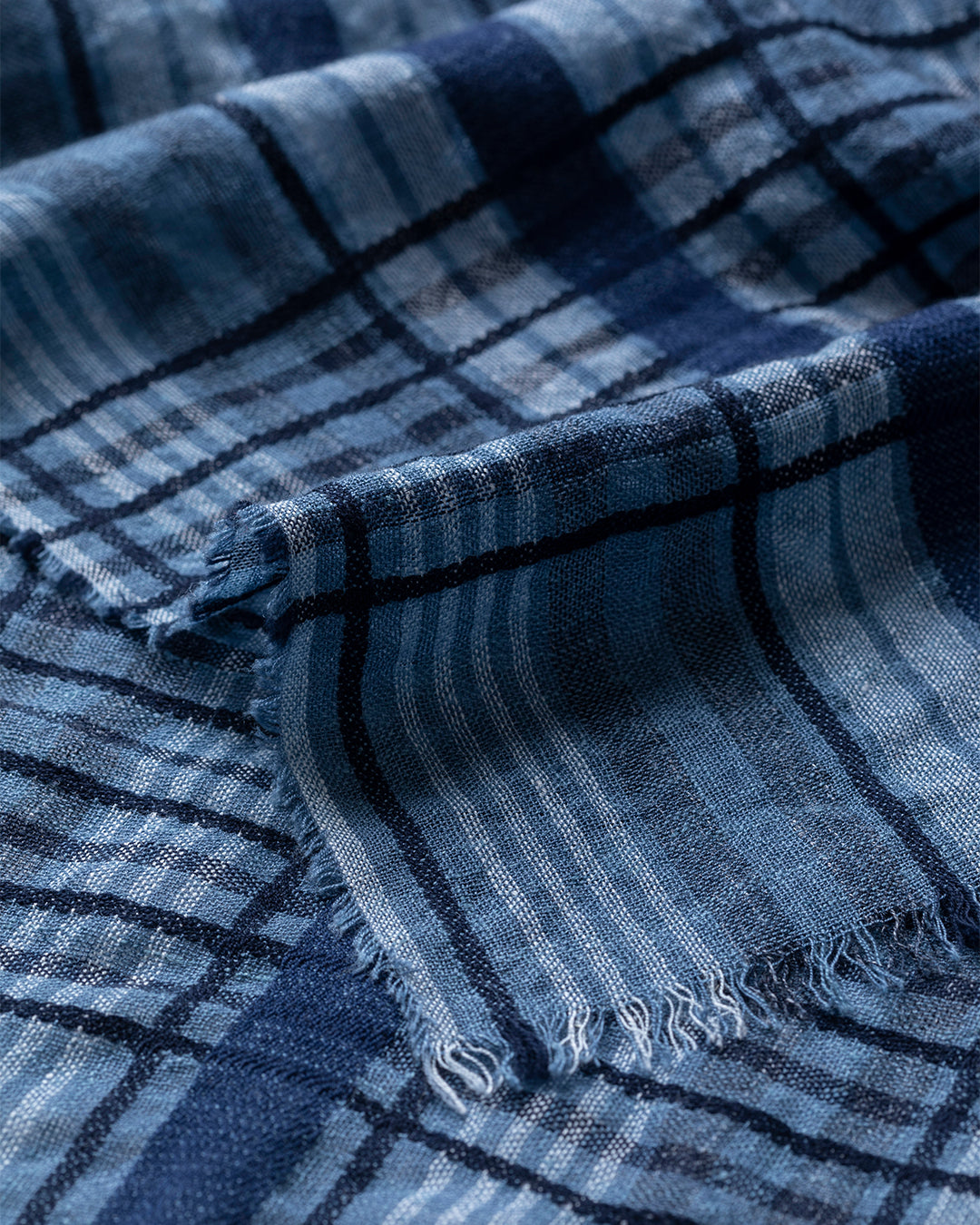 JOHNSTONS OF ELGIN CRAWTON GRAPHIC STRIPE SCARF NAVY 59 % WOOL 24% SILK 17% LINEN WB002861RU7715ONE