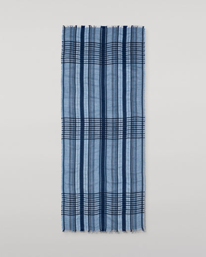 JOHNSTONS OF ELGIN CRAWTON GRAPHIC STRIPE SCARF NAVY 59 % WOOL 24% SILK 17% LINEN WB002861RU7715ONE