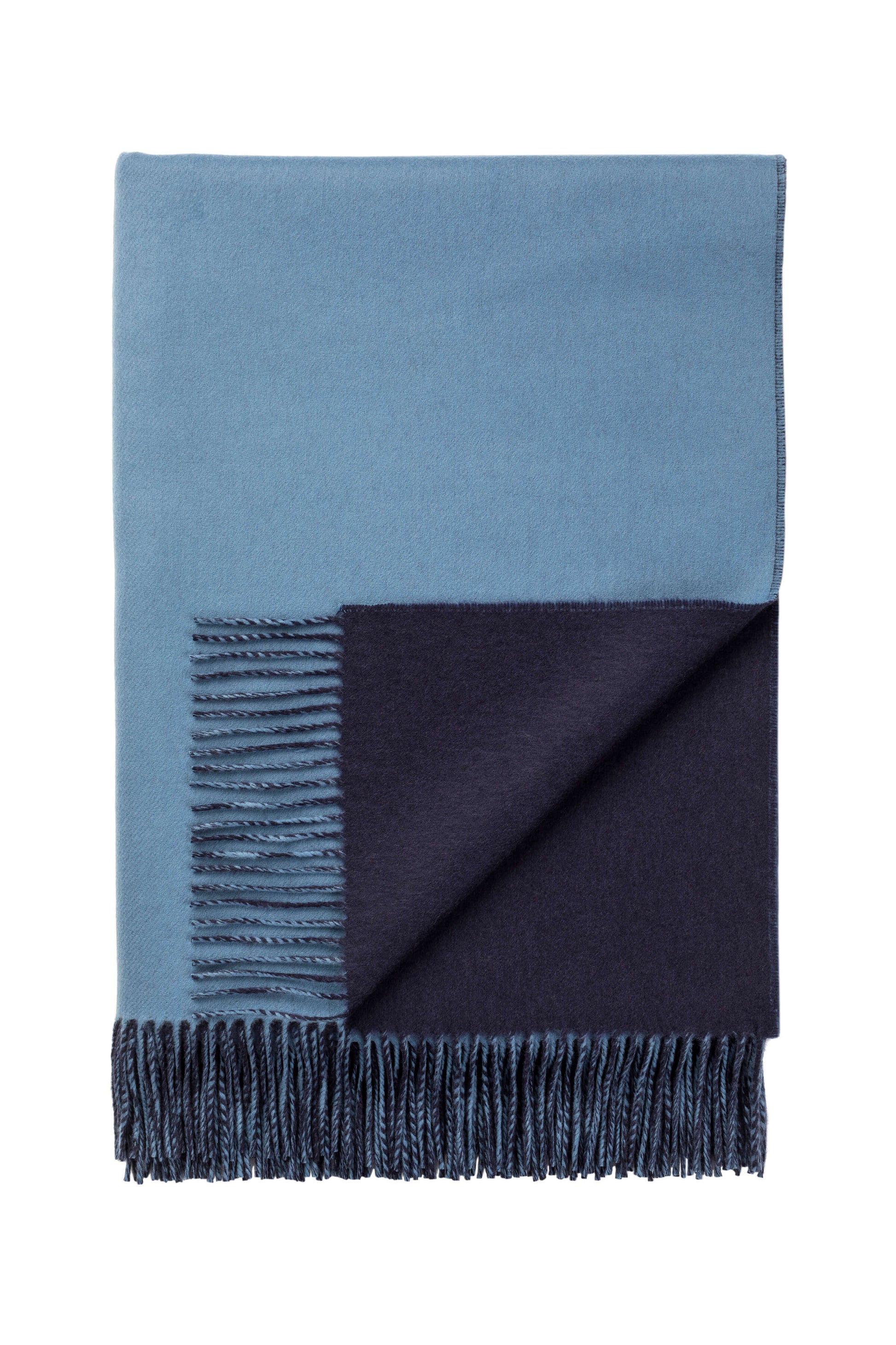 Johnstons of Elgin Reversible Merino Blend Throw in Cornflower and Navy WB000751RU7259ONE