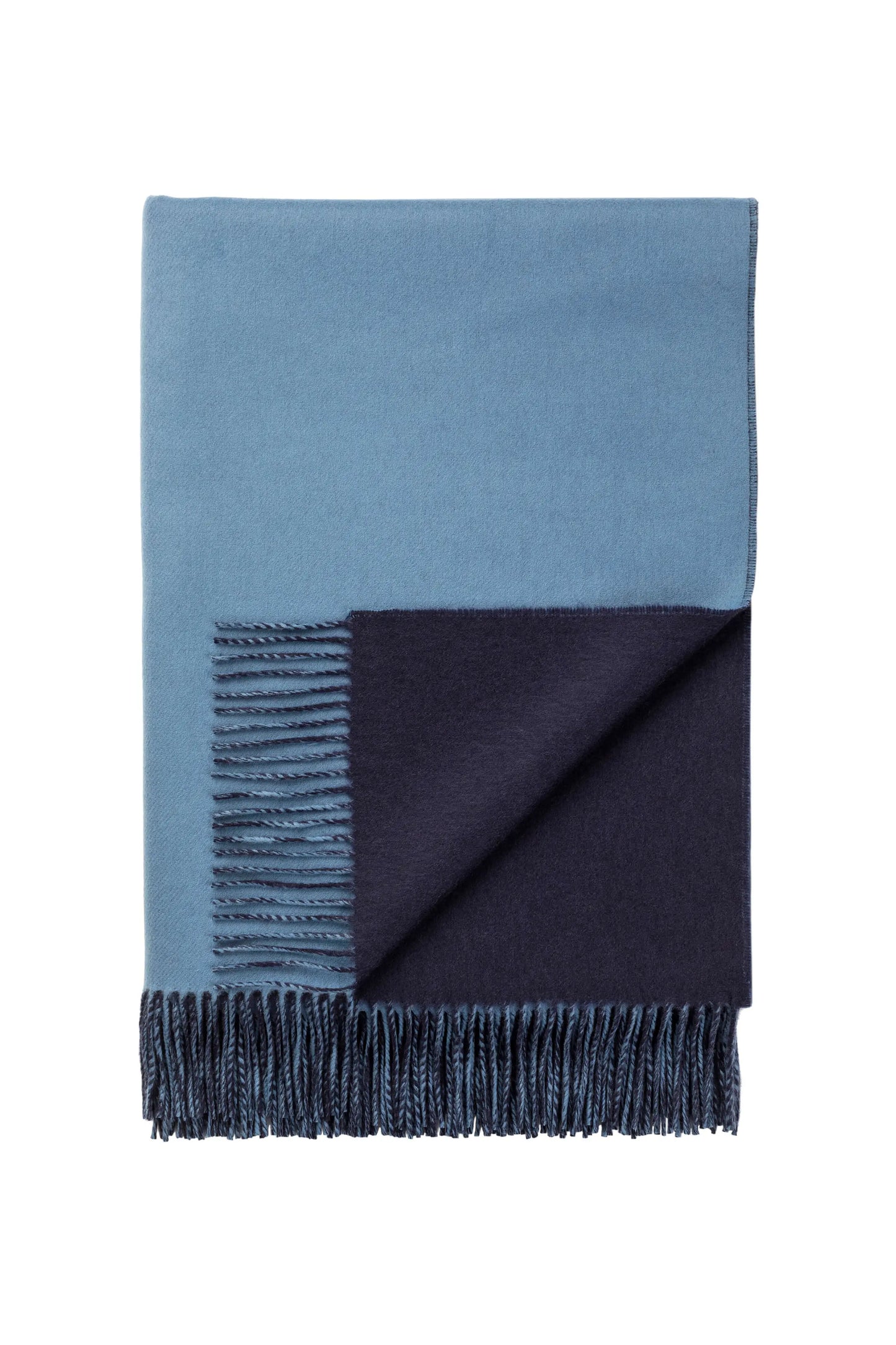 Johnstons of Elgin Reversible Merino Blend Throw in Cornflower and Navy WB000751RU7259ONE