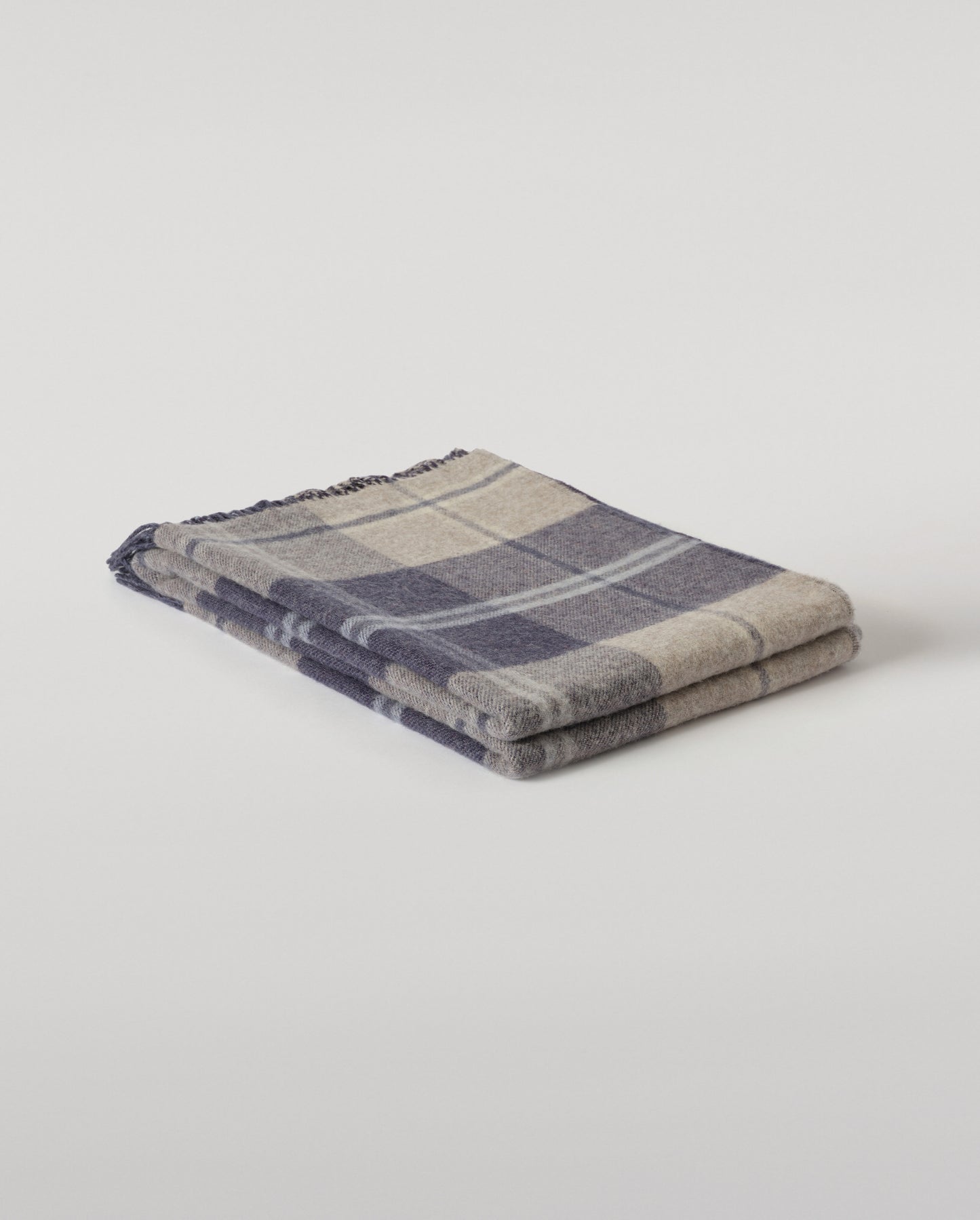 Johnstons of Elgin Blanket Collection Blue & Cream Windowpane Double Face Lambswool Throw WD000021RU6950ONE