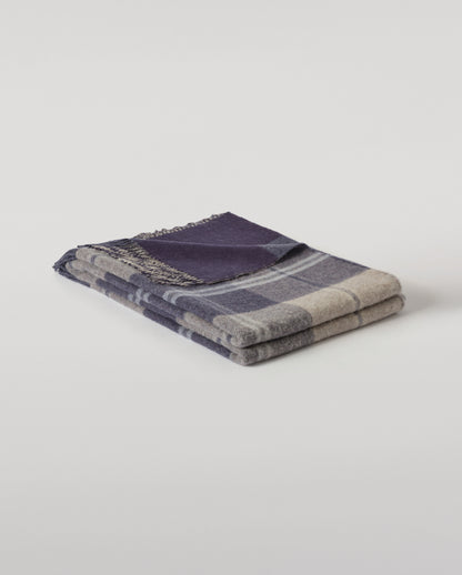 Johnstons of Elgin Blanket Collection Blue & Cream Windowpane Double Face Lambswool Throw WD000021RU6950ONE