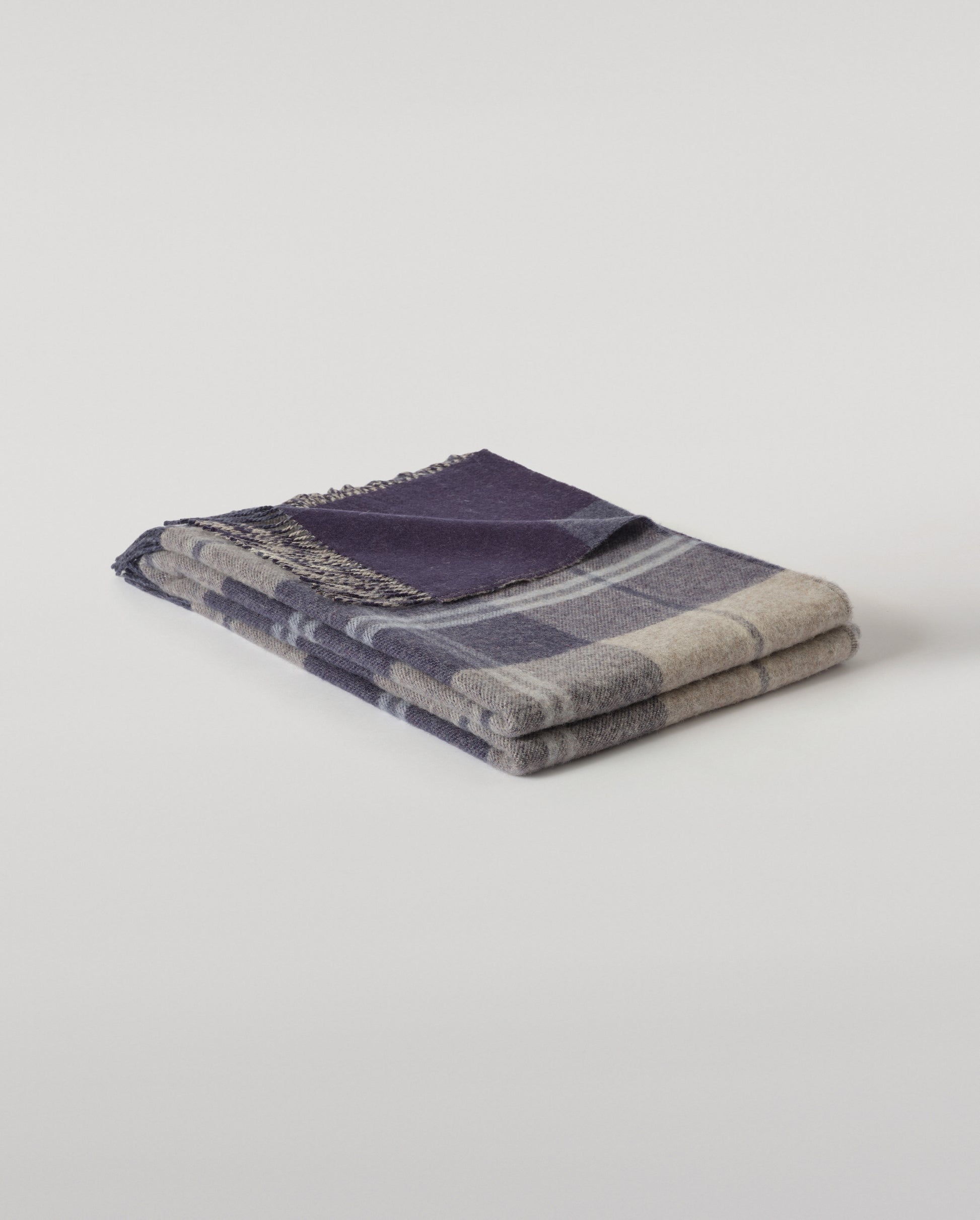 Johnstons of Elgin Blanket Collection Blue & Cream Windowpane Double Face Lambswool Throw WD000021RU6950ONE