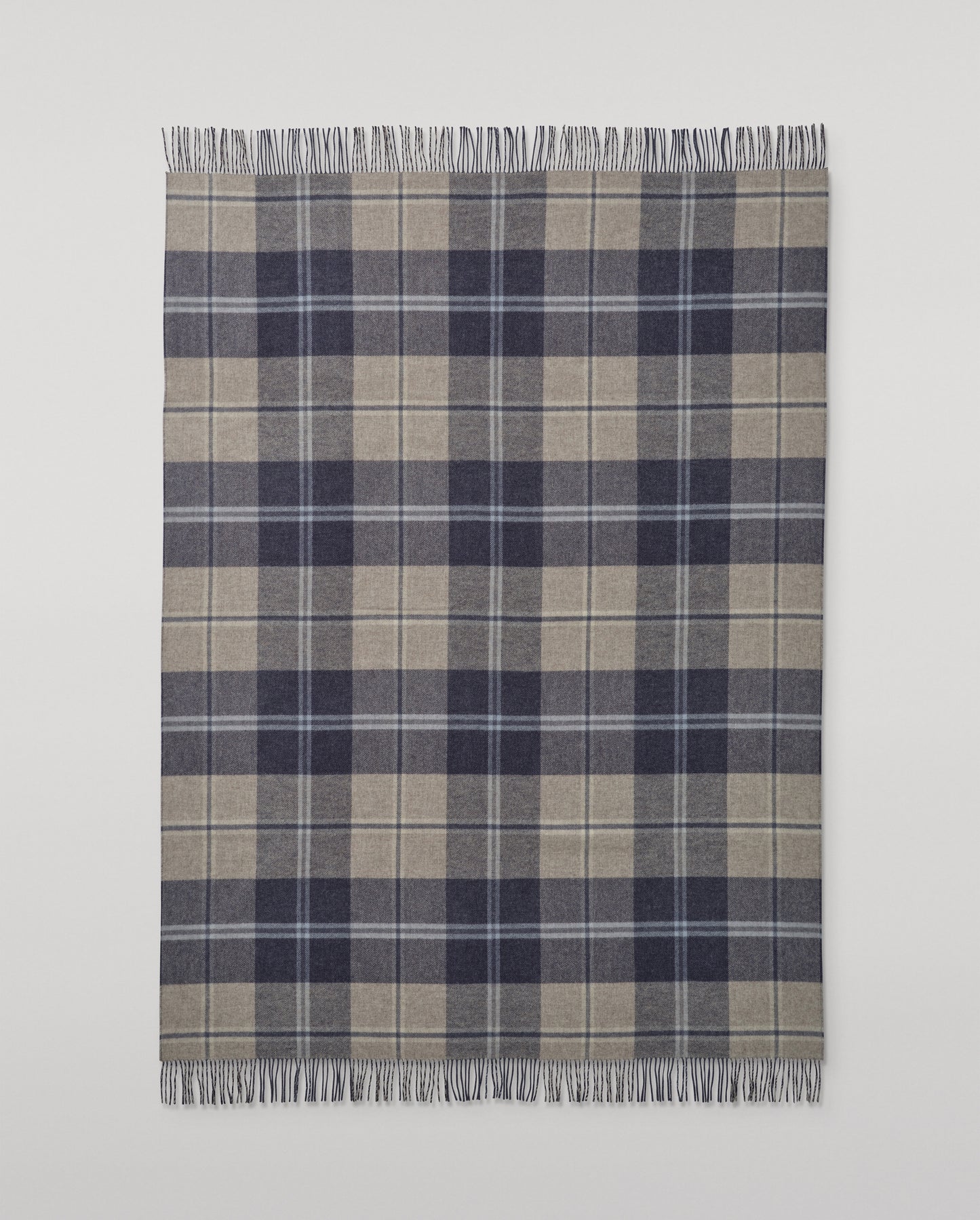Johnstons of Elgin Blanket Collection Blue & Cream Windowpane Double Face Lambswool Throw WD000021RU6950ONE