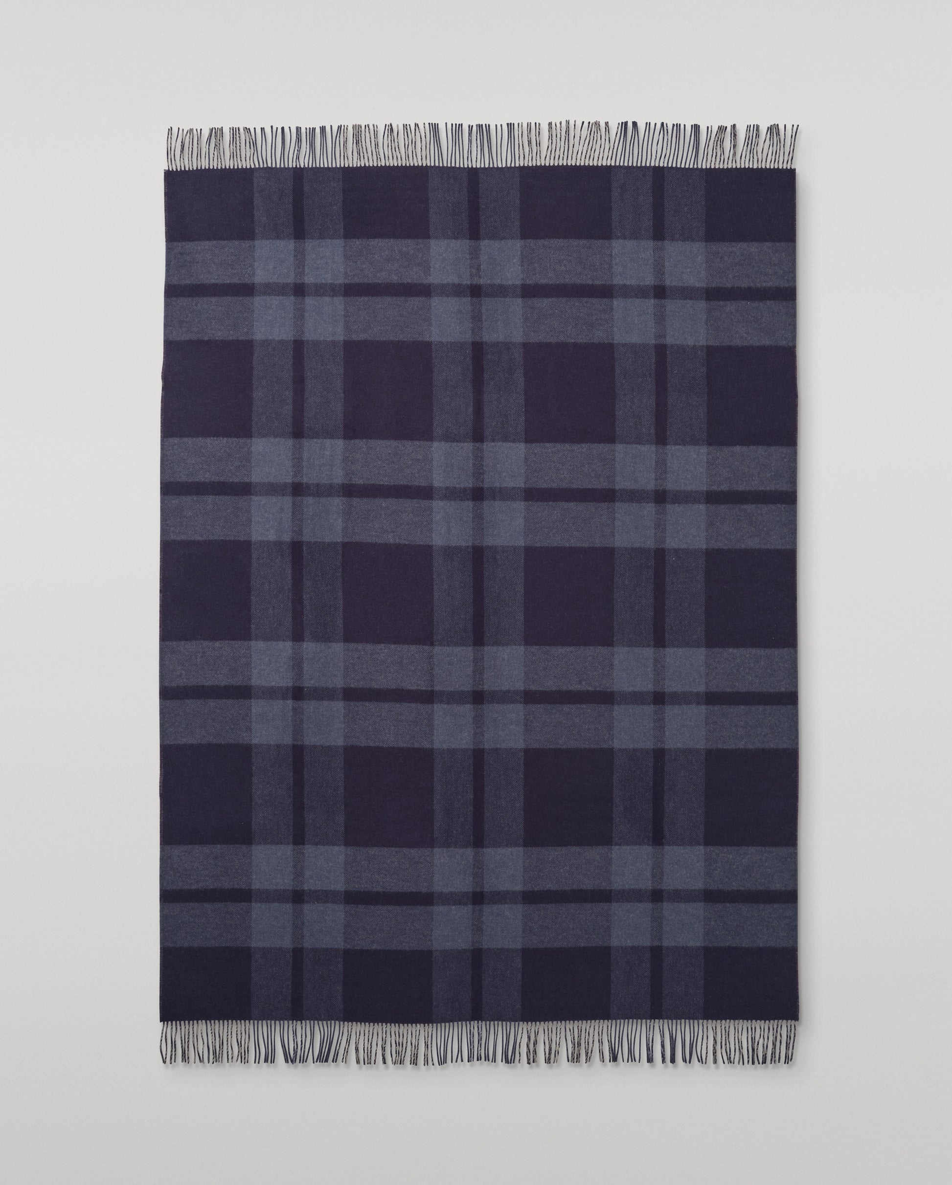 Johnstons of Elgin Blanket Collection Blue & Cream Windowpane Double Face Lambswool Throw WD000021RU6950ONE