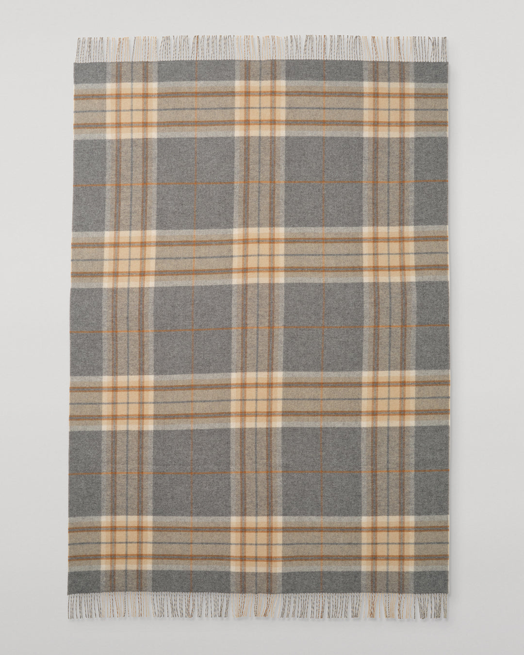 Johnstons of Elgin Interiors Collection Grey & Brown Overcheck Reversible Lambswool Throw WD000021RU6954ONE